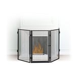 Relaxdays Barrière de sécurité pare-feu de cheminée grille enfant métal 5 pièces en acier, noir,1.3 x 220 x 76 cm