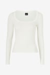 Gina Tricot - Topp Rib Long Sleeve Top - Vit