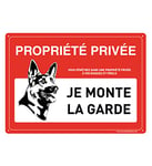 AUA SIGNALETIQUE - Panneau Prépercé (4 Trous) avec Angles arrondis - PVC Rigide 1.5 mm - (300 x 210 mm, Propriété Privée - Chien de Garde)