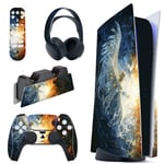 playvital Full Set Skin Decal for PS5 Console Disc Edition, Sticker Vinyl Decal Cover for PS5 Controller & Charging Station & Headset & Media Remote - Clash