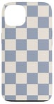 Coque pour iPhone 13 Motif damier bleu clair-gris et crème