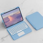 Coque Clavier Pour Ipad Air 11"" 2024 (M2),Clavier Ipad Air 5ème & 4ème Génération,Transparente Magnétique Vertical Cover & Azerty Clavier Bluetooth Sans Fil Avec Touchpad,Lightblue