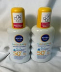 2x NIVEA SUN Babies & Kids Sensitive Protect 50+. 5in1 Skin Protection 200 ml