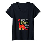 Womens I love my mum more than Dinosaur Kindergarten V-Neck T-Shirt