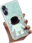 Case Paillettes Pour Oppo Realme C55 Astronaute Béquille Coque,Bling Astronautes Pliant Supporter Silicone Flexible Housse Étui De Potection