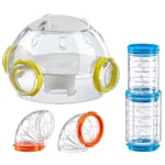 Ferplast Ensemble de Tubes Hamster, Accessoire Cage Hamster, Total 4 pièces, Comprend Module de Logement, Tunnels Hamsters avec Trous de Ventilation, Courbes et Raccords, KIT Lab, Jouet Hamsters