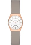 Skagen Grenen Montre pour Femmes, Mouvement à Énergie Solaire, Bracelet en Acier Inoxydable Ou en Cuir, Beige et Ton Or Rose, 26Mm