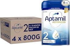 Aptamil Advanced 2 Follow On Baby Milk Powder Formula, 6-12 Months, 800g (Pack of 4)