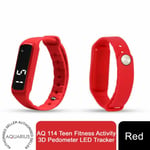 Red Rubber One Size 3D Pedometer LED Fitness Tracker for Kids - Activity Watch