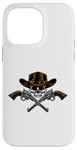 Coque pour iPhone 14 Pro Max Chapeau de cowboy pistolets crâne pirate croix os