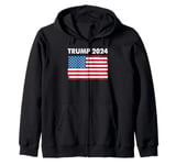 Vintage Trump 2024 Design 47th President USA Flag Men Women Zip Hoodie