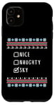 iPhone 11 Nice, Naughty, Sky Christmas Ugly Sweater Style Case