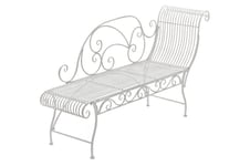 Banc De Jardin Banquette Design En Fer Forgé Blanc Vieilli Dossier Côté Droit 156x46 Cm Mdj10190