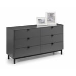 https://furniture123.co.uk/Images/CHL004_3_Supersize.jpg?versionid=2 Wide Dark Grey Modern Chest of 6 Drawers with Legs - Chloe Julian Bowen