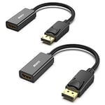 BENFEI Lot de 2 adaptateurs DisplayPort vers HDMI 4K unidirectionnels DisplayPort DP Computor vers HDMI Moniteur Adaptateur de connexion compatible avec ordinateur portable, PC, moniteur TV Projecteur