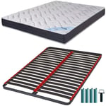 Matelas mousse + Sommier métal C39 140x200 Melior - Hauteur 20 cm - Soutien ferme