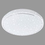 Briloner Leuchten Plafonnier LED à décor étoilé – Lampe de plafond avec anneau chromé – Couleur de température réglable par interrupteur – Diamètre 38 cm