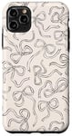 Coque pour iPhone 11 Pro Max Nœud beige esthétique Coquette Line Art mignon nœuds neutres