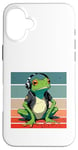 Coque pour iPhone 16 Plus Frog Headphones Music Chill Cool Veste décontractée