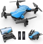 Mini Drone 720P HD Camera, Foldable RC Quadcopter, Voice Control, Blue