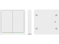 Tesla Smart Switch Dual Battery, Trådlös, Zigbee, Vit, 2 Kanaler, 2400 Mhz, 25 M