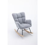 Hauss Sploe - Rocking chair, chaise à bascule, siège rembourré pour salon et chambre à coucher, teddy, gris bleu