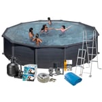 Swim & Fun Poolpaket Pool Basic 132 Rund Svart Grafit Ø550 cm, grafit 2735