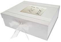 White Cotton Cards Birthday, Age 21, Large Keepsake Box, Flutes, Board, 27.2 x 32 x 11 cm