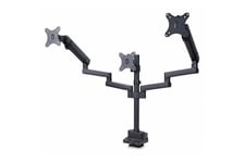 StarTech.com Triple Monitor Desk Mount For Up To Three 27in Screens, VESA 75x75/100x100, Tool-Less Arm Adjustments, C-Clamp/Grommet Mount, Spring-Assisted Arms monteringssæt - justerbar arm - for 3 LCD skærme - sort