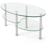 Table Basse en Verre Table de Salon avec 3 Etagères en Verre Trempé 89x49,5x45cm pour Salle Salon Chambre Transparence CW4041 Maison Chic