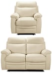 Argos Home Paolo Chair & 2 Seater Manual Recline Sofa -Ivory Ivory