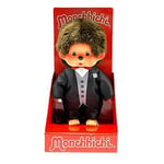 Sekiguchi- Poupée 244065-Original Monchhichi Girl, Figurine Robe de mariée et Rubans, Animal en Peluche Brun d'env. 20 cm, 244065, Multicolore