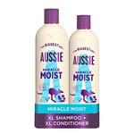 Aussie Shampoo And Conditioner Set For Dry, Damaged Hair, Miracle Moist, With Macadamia Nut Oil, Cruelty Free, XL VALUE PACK, 1145ml, (Pack of 2)