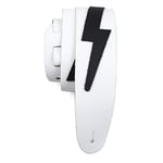 Perri’s Leathers Ltd. - Guitar Strap - Leather - The Famous Collection - Lightning Bolt - White/Black - Adjustable - For Acoustic/Bass/Electric Guitars - Made in Canada (BLB-1252)