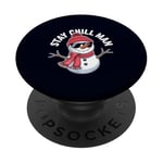 Stay Chill, Man Cool Winter Snowman, Noël PopSockets PopGrip Adhésif