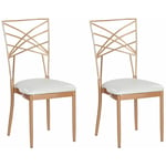 Beliani - Lot 2 Chaises en Métal Rose Doré avec Assise en Simili-cuir Blanc pour Salle à Manger Cuisine et Salon au Design Moderne et Minimaliste