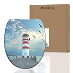 SCHÜTTE LIGHTHOUSE 82149-A Abattant WC en Duroplast avec frein de chute, compatible avec la majorité des cuvettes WC, avec motif