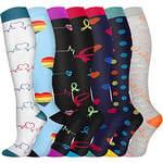 Pnosnesy Chaussettes de Compression, (7 paires) pour Hommes et Femmes 15-20 mmHg, idéales pour L'athlétisme, la Course, les voyages en avion, le Soutien (L/XL, Multicoloured 01)