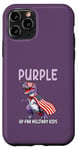 Coque pour iPhone 11 Pro Purple Up For Military Child Dinosaure Militaire Kids