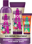 Aussie SOS Shampoo and Conditioner Set + Intense Shot Hair Mask for Dry Damaged