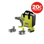 Perceuse-visseuse 2 vitesses RYOBI 18V ONEPLUS - 2 Batteries LithiumPlus 4,0 Ah et 1,5Ah - 1 chargeur rapide - R18DD3 - 2415BS