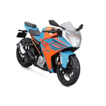 Maisto KTM RC 390 : modèle de Moto à l'échelle 1/12, avec béquille Mobile, Suspension arrière et Roues à roulement Libre, Bleu (5-22907-1)