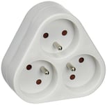 VOREL 72407 Adaptateur avec prise de terre/blanc/3 prises-Avec protection des enfants