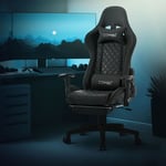 Ml-design - Chaise de Gaming avec Repose-pieds, Noir, Similicuir, Chaise de Bureau Ergonomique avec Accoudoirs, Appui-tête, Coussin Lombaire,