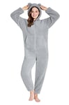 CityComfort Combinaison Pyjama Femme en Polaire Peluche (as4, Alpha, s, Regular, Regular, Gris)