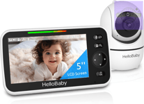 HelloBaby Baby Monitor with Camera and Night Vision, 5''Display with 30-Hour No