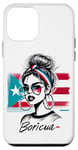 Coque pour iPhone 12 mini Boricua Girl Hair Bun Bandana Porto Rico Flag Cool Fun