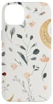 iPhone 14 Plus Whimsical Boho Watercolor Wildflowers Moon Insects Design Case