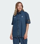 adidas Originals Womens Short Sleeve Denim Shirt - Blue Indigo / UK 10