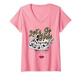 Womens Let's Go Girls t Shirt Pink Leopard Print Cowboy Hat Cowgirl V-Neck T-Shirt